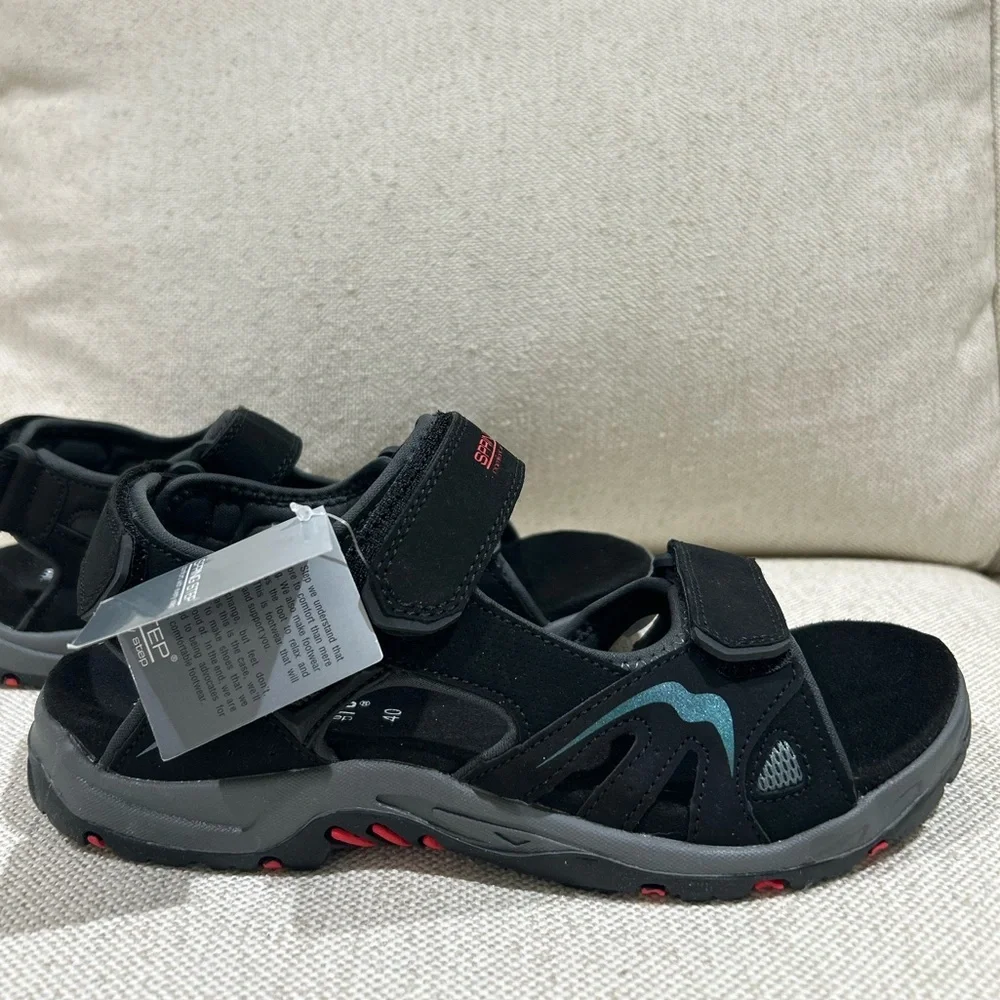 Spring Step Cilo Men Black Leather Sport Sandals  Size 40 (US 7-7.5) NWT Comfort